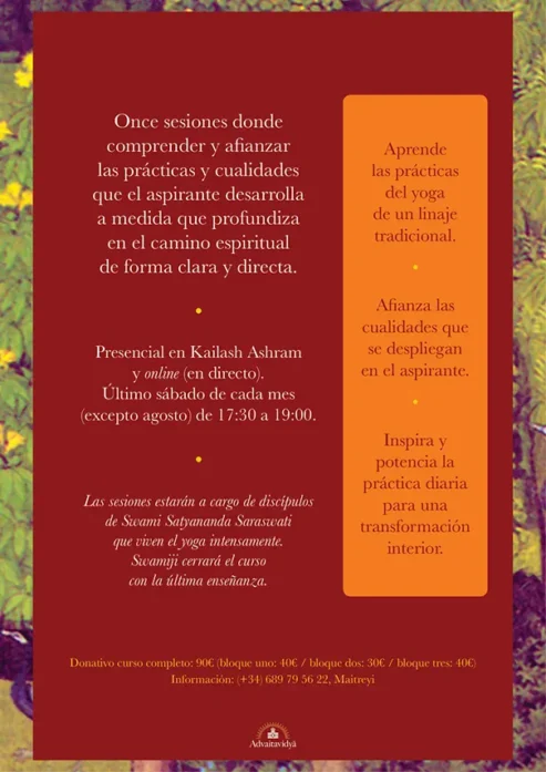 Curso presencial y online Los pilares de la sadhana: Los fundamentos de la práctica espiritual