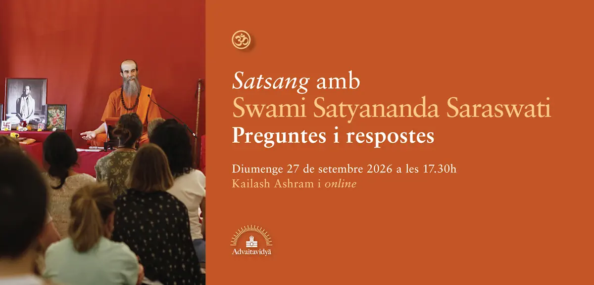 Satsang online i presencial sobre advaita vedanta, hatha ioga tradicional i sadhana personal amb Swami Satyananda