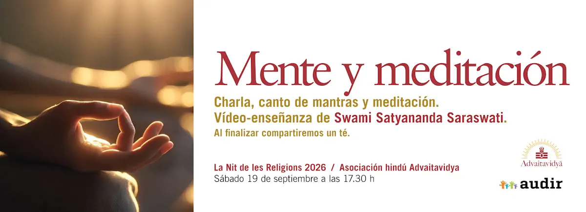 La Nit de les Religions de Barcelona. Charla, canto de mantras y meditación. Video enseñanza de Swami Satyananda Saraswati sobre 