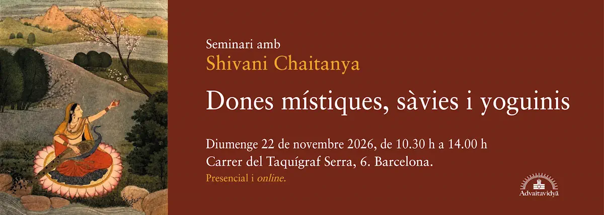 Banner Seminari Dones místiques sàvies i yoguinis amb Shivani Chaitanya Barcelona.